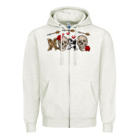 Oatmeal Heather Xoxo Valentine skulls Valentine's Day Zipper Hoodie - FaDigitalArtStudio