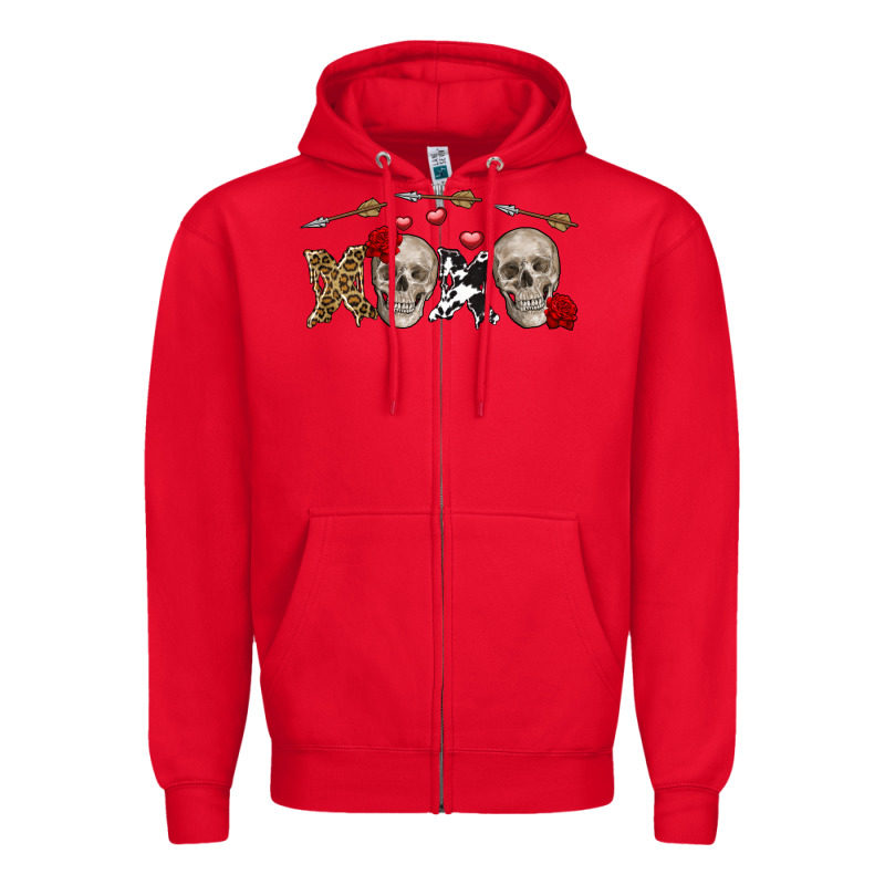 Xoxo Valentine Skulls Valentine's Day Zipper Hoodie by FaDigitalArtStudio | Teevron