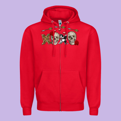 Xoxo Valentine Skulls Valentine's Day Zipper Hoodie Designed By Fadigitalartstudio