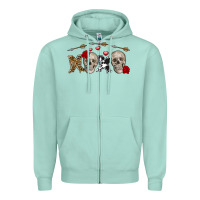 Seafoam Xoxo Valentine skulls Valentine's Day Zipper Hoodie - FaDigitalArtStudio