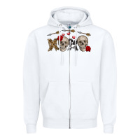 White Xoxo Valentine skulls Valentine's Day Zipper Hoodie - FaDigitalArtStudio