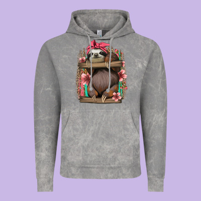 Cute Floral Baby Sloth Vintage Hoodie Designed By Jasminsmagicworld