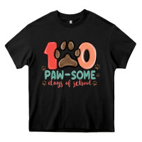Black 100 pawsome days of school Heavy Core Tee - MaliasSmallBusiness