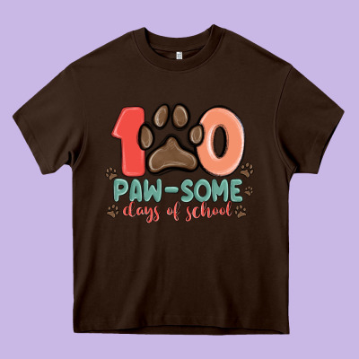 100 Pawsome Days Of School Heavy Core Tee Designed By Maliassmallbusiness