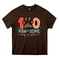 Chocolate Brown 100 pawsome days of school Heavy Core Tee - MaliasSmallBusiness