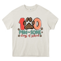 Cream 100 pawsome days of school Heavy Core Tee - MaliasSmallBusiness