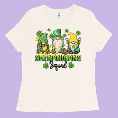 Shenanigans Squad Gnomes St. Patricks Day Ladies Tee Designed By Maliassmallbusiness