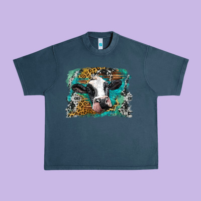 Holstein Cow Leopard And Western Background Urban Heavy Tee Designed By Barkaloodesign