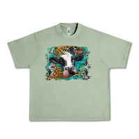 Oil Green holstein cow leopard and western background Urban Heavy Tee - BarkalooDesign