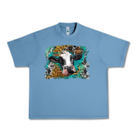 Pebble Blue holstein cow leopard and western background Urban Heavy Tee - BarkalooDesign