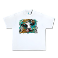 White holstein cow leopard and western background Urban Heavy Tee - BarkalooDesign
