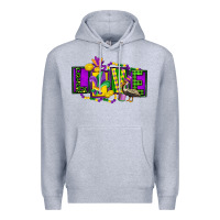 Heather Grey mardi gras love Premium Hoodie - FaDigitalArtStudio