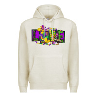 Oatmeal Heather mardi gras love Premium Hoodie - FaDigitalArtStudio