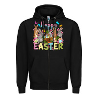 Black Happy Easter bunnys Zipper Hoodie - OliviaCreatesArt