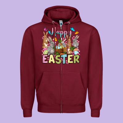 Happy Easter Bunnys Zipper Hoodie Designed By Oliviacreatesart