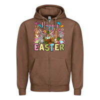 Chestnut Happy Easter bunnys Zipper Hoodie - OliviaCreatesArt