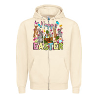 Sandshell Happy Easter bunnys Zipper Hoodie - OliviaCreatesArt