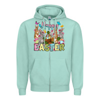 Seafoam Happy Easter bunnys Zipper Hoodie - OliviaCreatesArt