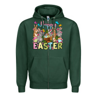 Sports Green Happy Easter bunnys Zipper Hoodie - OliviaCreatesArt