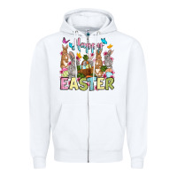 White Happy Easter bunnys Zipper Hoodie - OliviaCreatesArt
