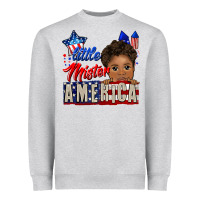 Heather Grey little mister america black boy Heavyweight Sweatshirt - CowGirlArtShop