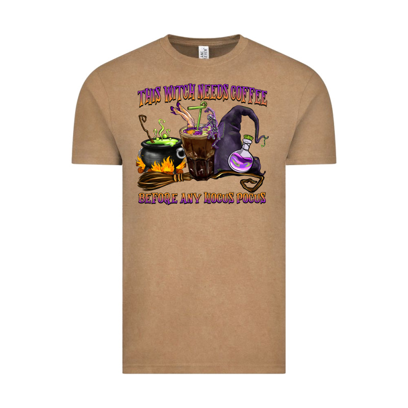 This Witch Needs Coffee Before Any Hocus Pocus Vintage Tee by BarkalooDesign | Teevron