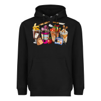 Black Lunch Lady Coffee Cups Heavyweight Hoodie - FaDigitalArtStudio