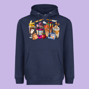Lunch Lady Coffee Cups Heavyweight Hoodie Designed By Fadigitalartstudio