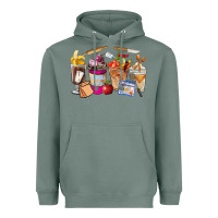 Sage Lunch Lady Coffee Cups Heavyweight Hoodie - FaDigitalArtStudio