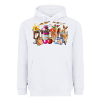 White Lunch Lady Coffee Cups Heavyweight Hoodie - FaDigitalArtStudio