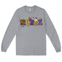Heather Grey Mardi Gras Day Nurse Long Sleeve Tee - NancyCooperArtShop