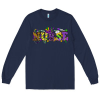 Navy Mardi Gras Day Nurse Long Sleeve Tee - NancyCooperArtShop
