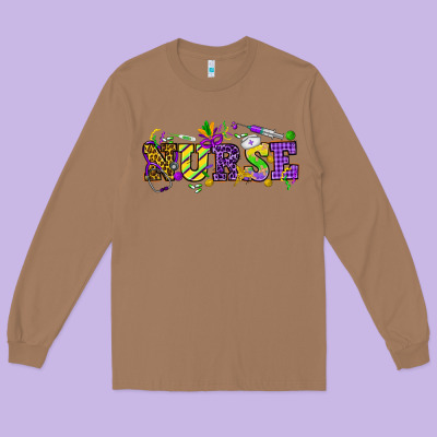 Mardi Gras Day Nurse Long Sleeve Tee Designed By Nancycooperartshop