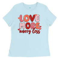 Baby Blue love more worry less Ladies Tee - MaliasSmallBusiness