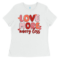 White love more worry less Ladies Tee - MaliasSmallBusiness