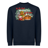 Navy its the wonderful time of the year Heavyweight Sweatshirt - CowGirlArtShop