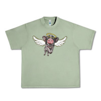 Oil Green angel baby pig Urban Heavy Tee - BarkalooDesign