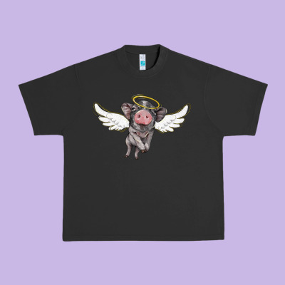 Angel Baby Pig Urban Heavy Tee Designed By Barkaloodesign