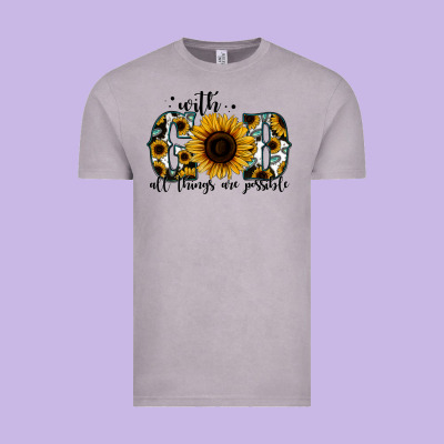 With God All Things Are Possible Sunflower Vintage Tee Designed By Jasminsmagicworld