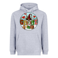Heather Grey Christmas Gnome Heavyweight Hoodie - FaDigitalArtStudio