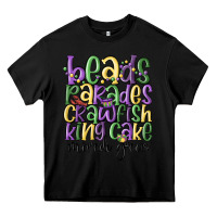 Black beads parades crawfish king cake mardi gras Heavy Core Tee - MaliasSmallBusiness