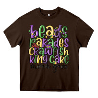 Chocolate Brown beads parades crawfish king cake mardi gras Heavy Core Tee - MaliasSmallBusiness