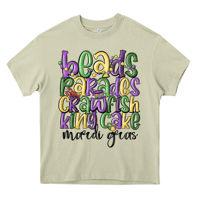 Beads Parades Crawfish King Cake Mardi Gras Heavy Core Tee by MaliasSmallBusiness | Teevron