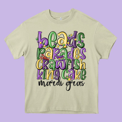 Beads Parades Crawfish King Cake Mardi Gras Heavy Core Tee Designed By Maliassmallbusiness
