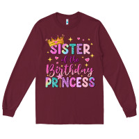 Burgundy sister of the birthday princess Long Sleeve Tee - NancyCooperArtShop