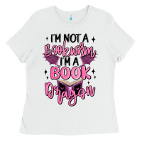White i'm not a booksorm i'm a book dragon Ladies Tee - MaliasSmallBusiness