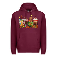 Burgundy Christmas coffee cups with Poodle Premium Hoodie - RanaPortraitStore