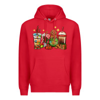 Red Christmas coffee cups with Poodle Premium Hoodie - RanaPortraitStore