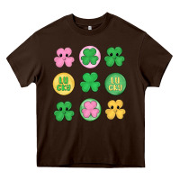 Chocolate Brown st.patrick's day clovers Heavy Core Tee - MaliasSmallBusiness