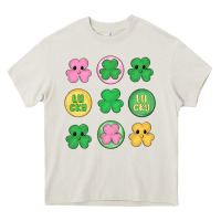 Cream st.patrick's day clovers Heavy Core Tee - MaliasSmallBusiness